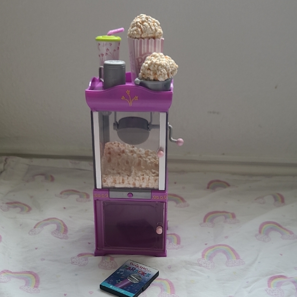 American Girl Doll Purple Toy Popcorn Machine with Accessories